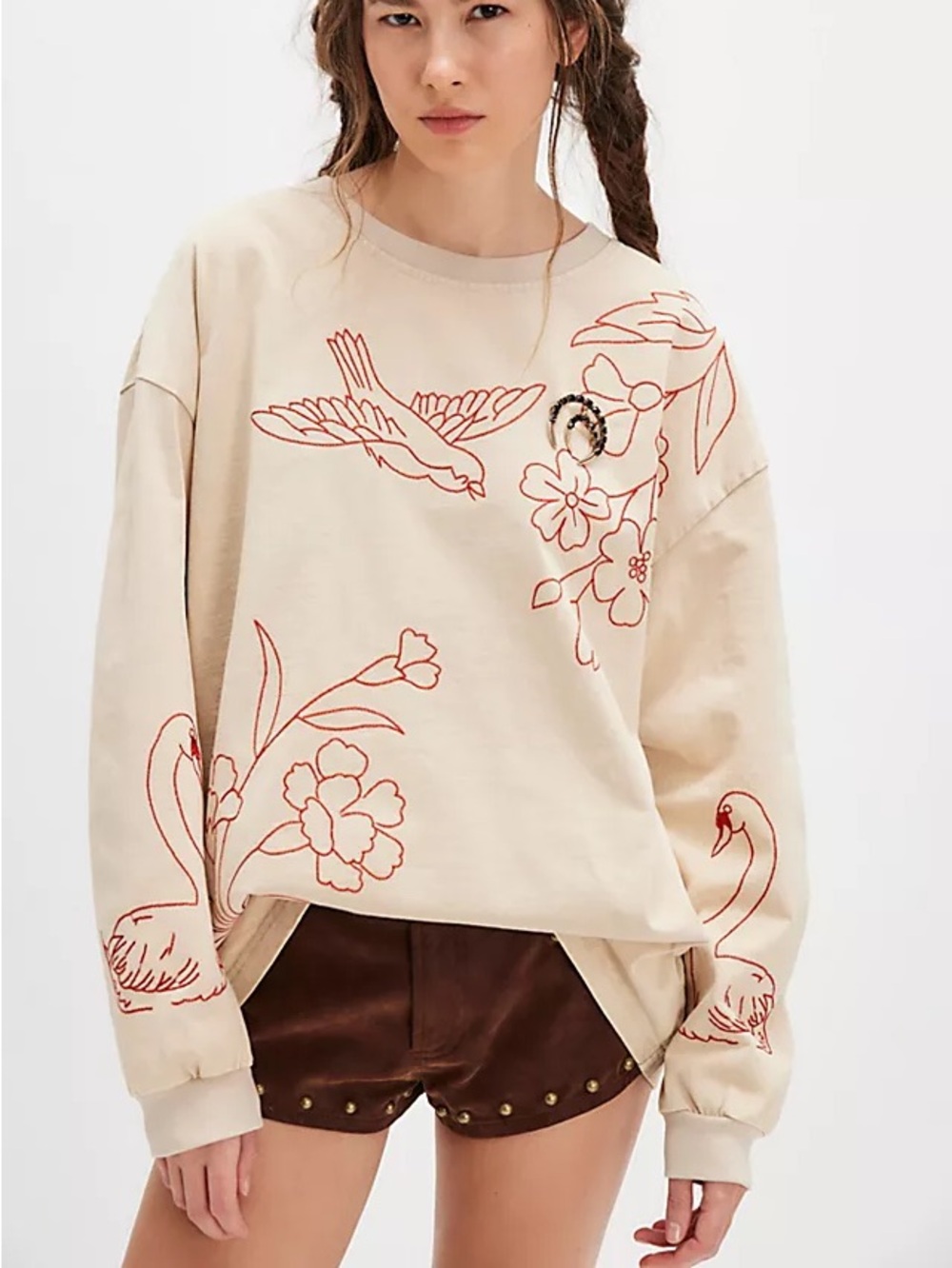 Free People x Denim & Bone Swan Doodle Shirt